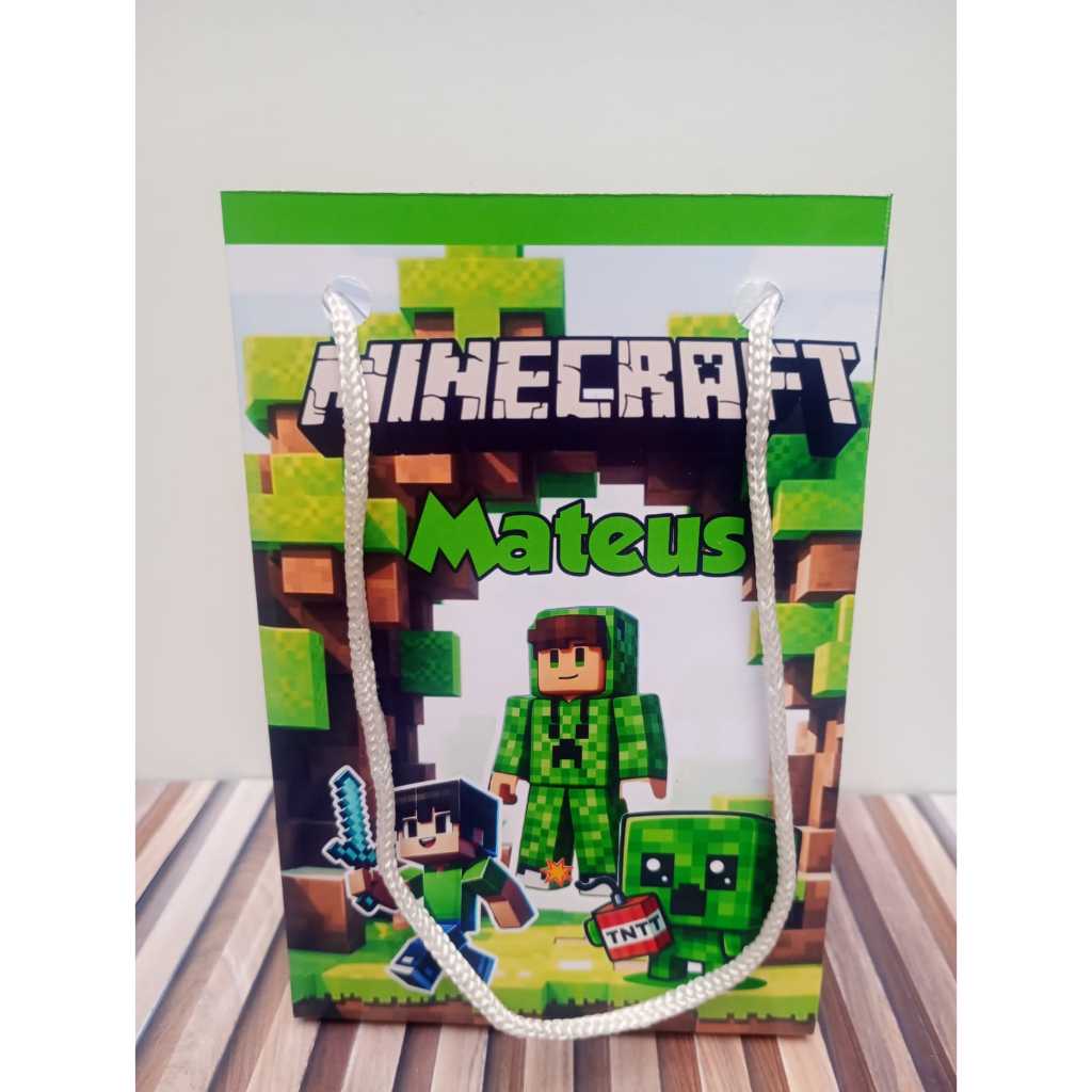 Sacolinha personalizada Minecraft PEGUE E MONTE Lembrancinha de aniversário Sacolinha surpresa