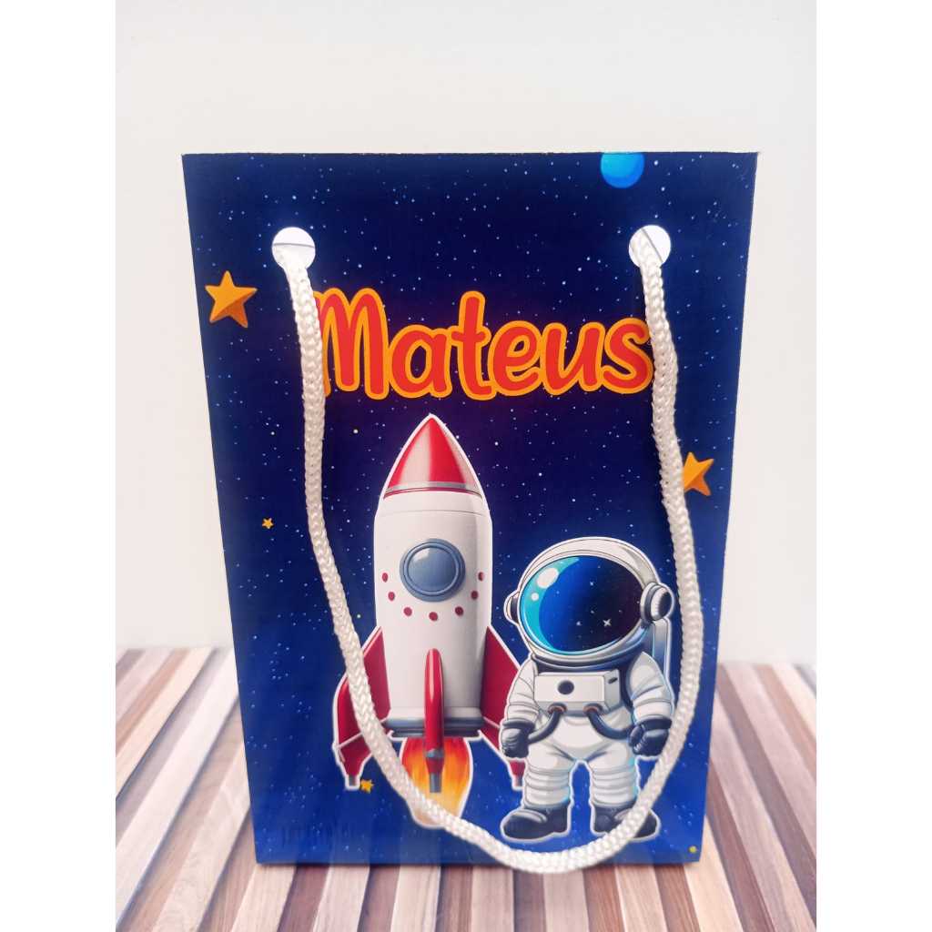 Sacolinha personalizada Astronauta Espaço Sideral Foguete  PEGUE E MONTE Lembrancinha de aniversário Sacolinha surpresa