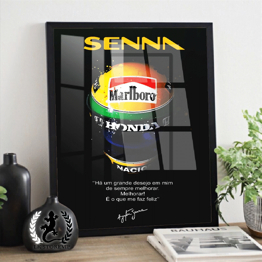 Quadro Decorativo homenagem Ayrton Senna Corredor F1 Frases motivacional grande 60x40