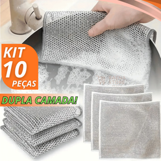 Kit 10 Panos de Limpeza em Aço  Arear Panela Fogão e Louça Tira Gordura Reutilizável em Oferta na Shopee
