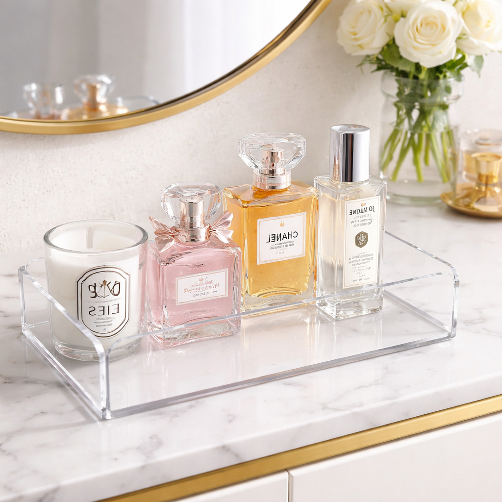 Bandeja Acrilico Transparente Cristal Retangular Organizadora Decorativa em Oferta na Shopee