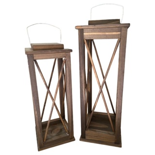 Luminária Marroquina de Madeira 42cm e 50cm – Conjunto Decorativo Rústico para Casa, Jardim, Vitrine ou Eventos em Oferta na Shopee