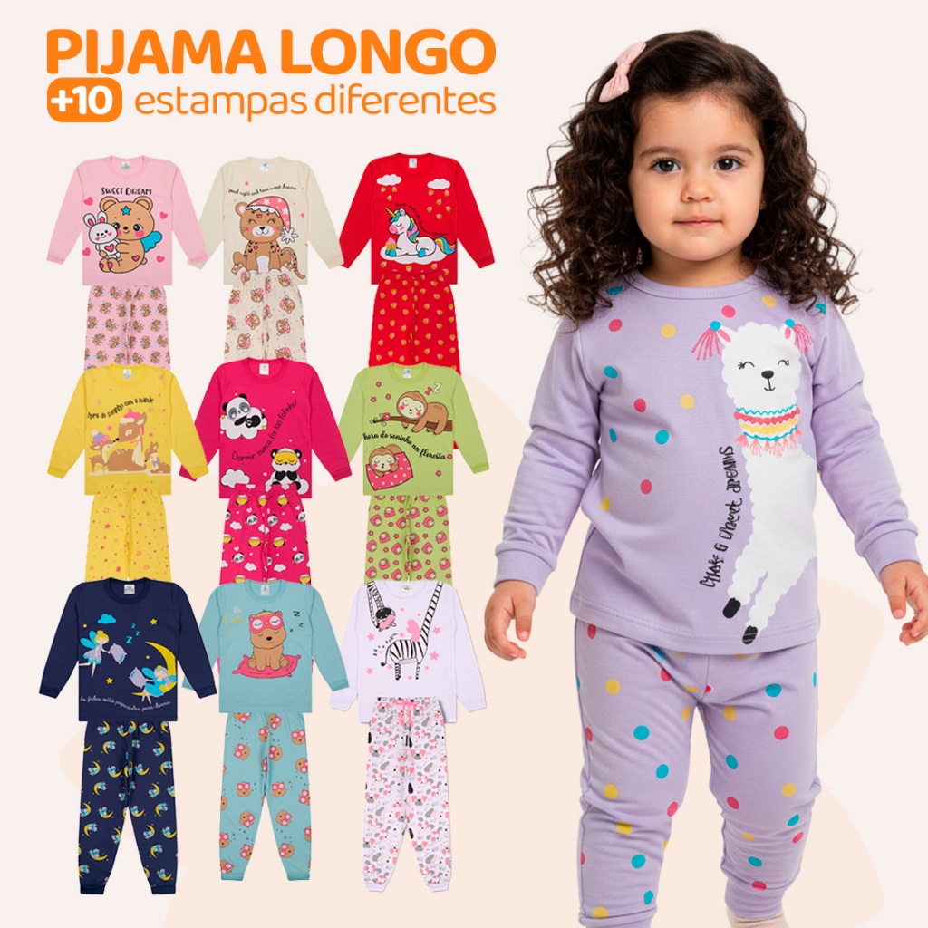 Kit Bebe 6 Peças Pijama Infantil Menina Manga Comprida Pijama Infantil longo Menina Roupa de Bebê Feminina em Oferta na Shopee