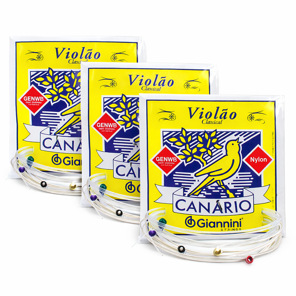 KIT C/ 3 JOGO DE CORDAS GIANNINI PARA VIOLÃO NYLON GENWB C/BOLINHA