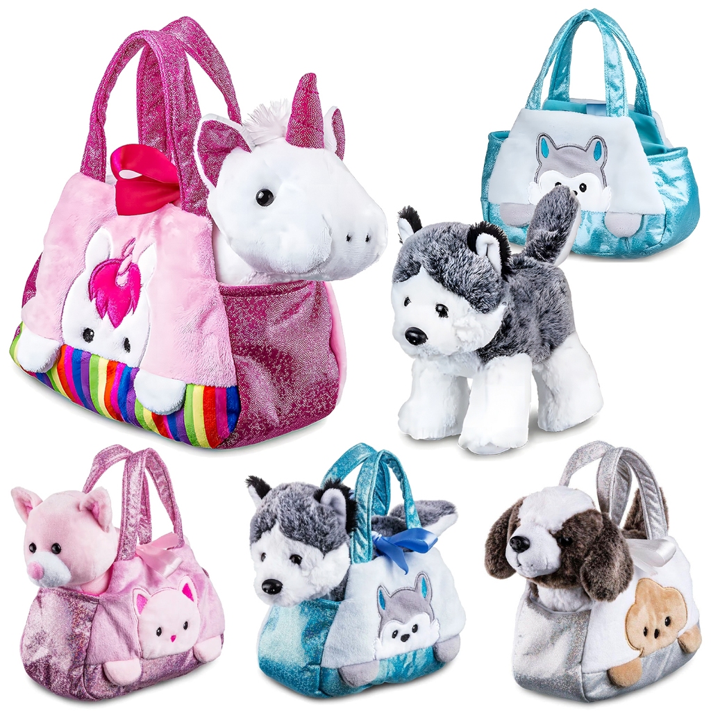 Bolsas Pelúcias Cutie Handbags Unicórnio Husky Gato Beagle Acessório Infantil Para Meninas Multikids