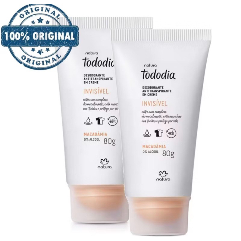 Natura Tododia Desodorante em Creme Macadâmia / kit com 2 unidades de 80g