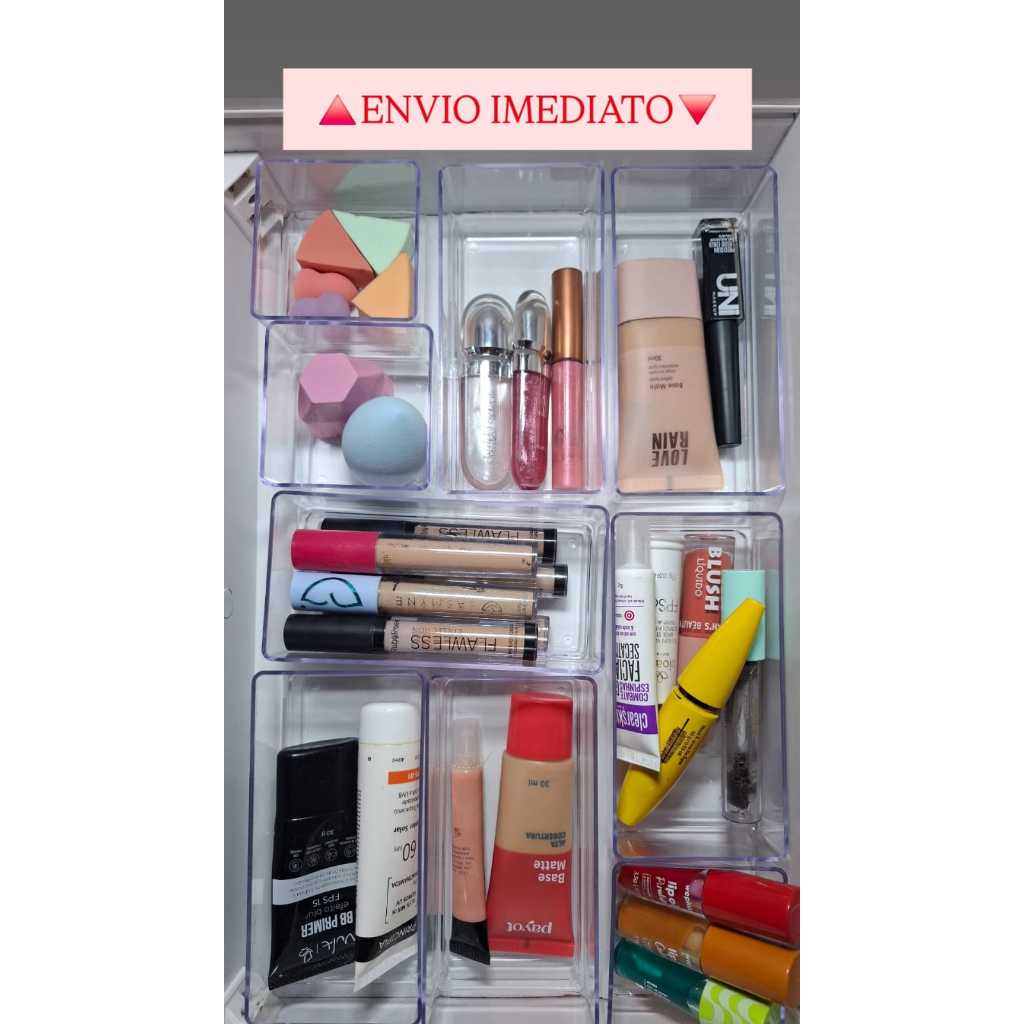Kit Organizdor Acrilico Multiuso Versatil Geladeira e Gaveta Empilhavel Modular