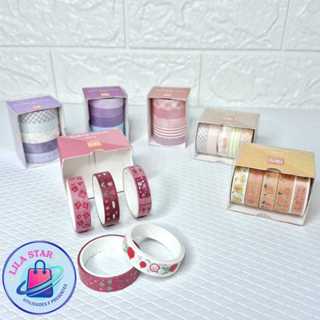 Kit com 5 Rolos de Fita Adesiva Decorativa Washi Tape Fofa e Divertida Papelaria Criativa - DRX0007 em Oferta na Shopee