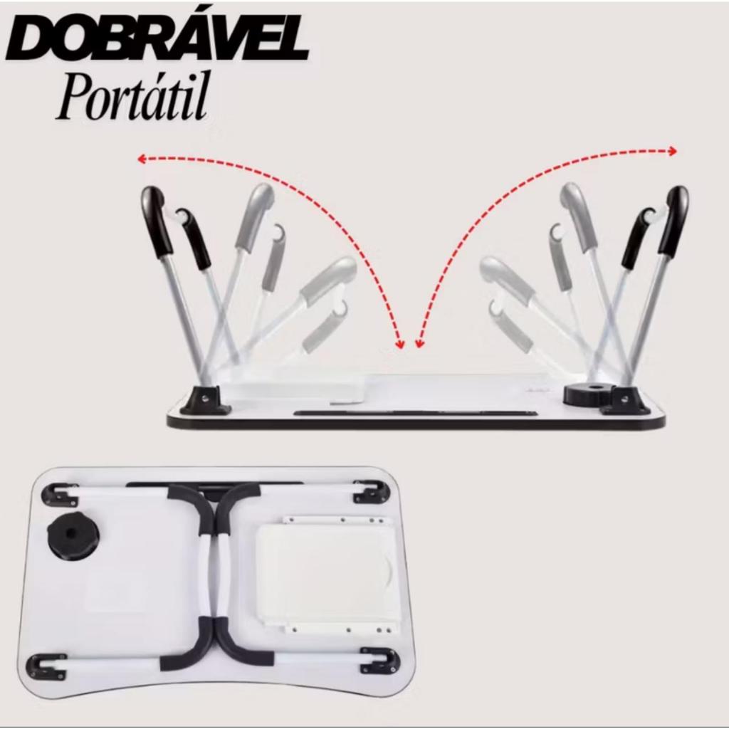 Mesa Dobrável Portátil em MDF com Gaveta Articulada para Notebook e Tablet – Use em Qualquer Lugar — imagem 2 de 2