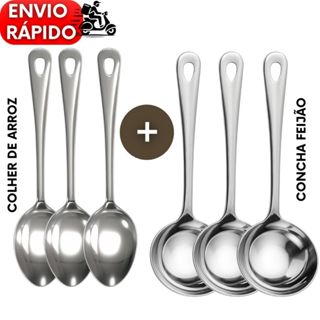 Concha para Feijão e Colher de Arroz Aço Inox Premium Utensílio Cozinha Restaurante Buffet em Oferta na Shopee