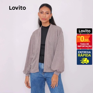 Lovito Cardigan Manga Longa Bufante Feminina Basica CDB543BRL573 em Oferta na Shopee