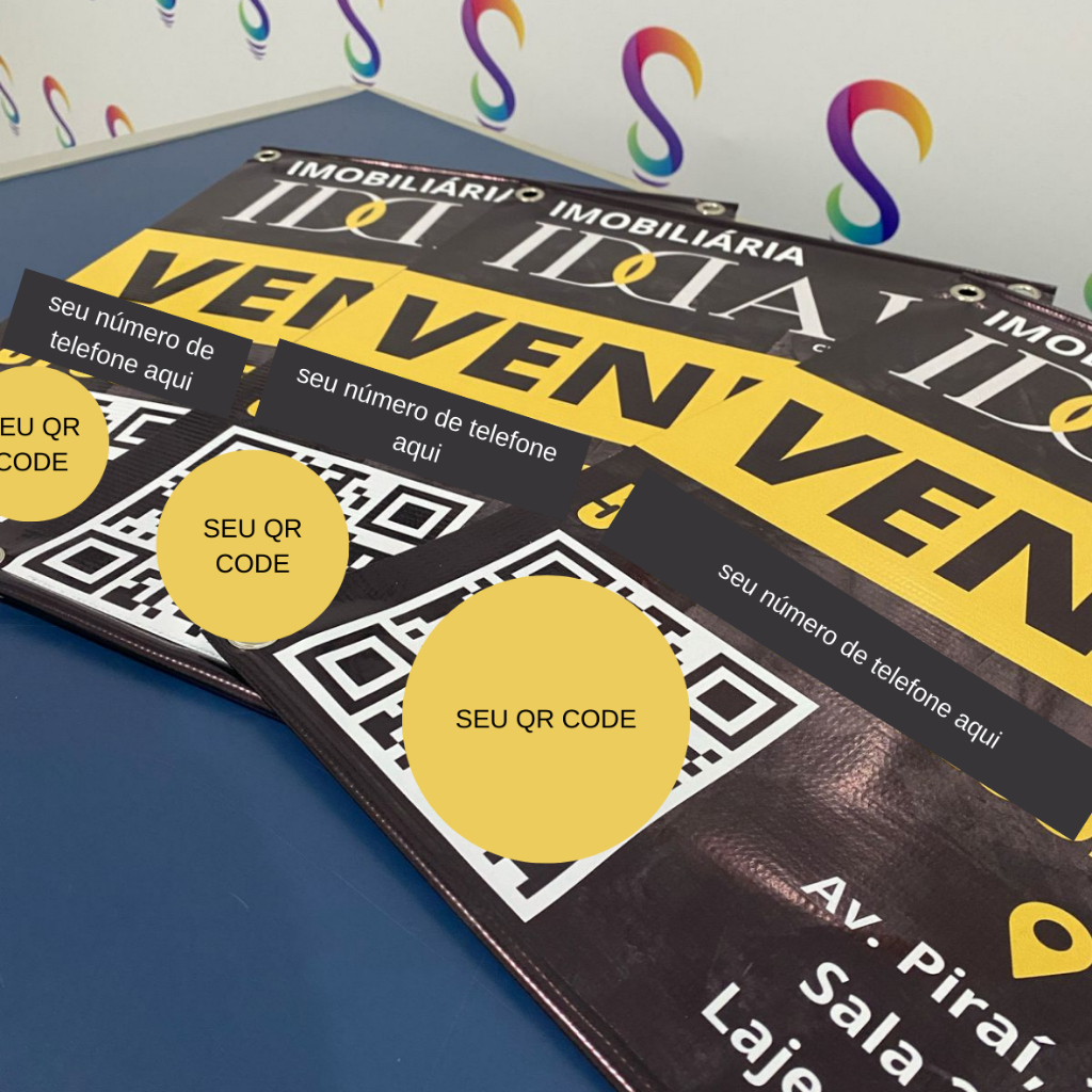 Kit Placas Imobiliárias Personalizadas em Lona - 60x40cm corretor de imóveis