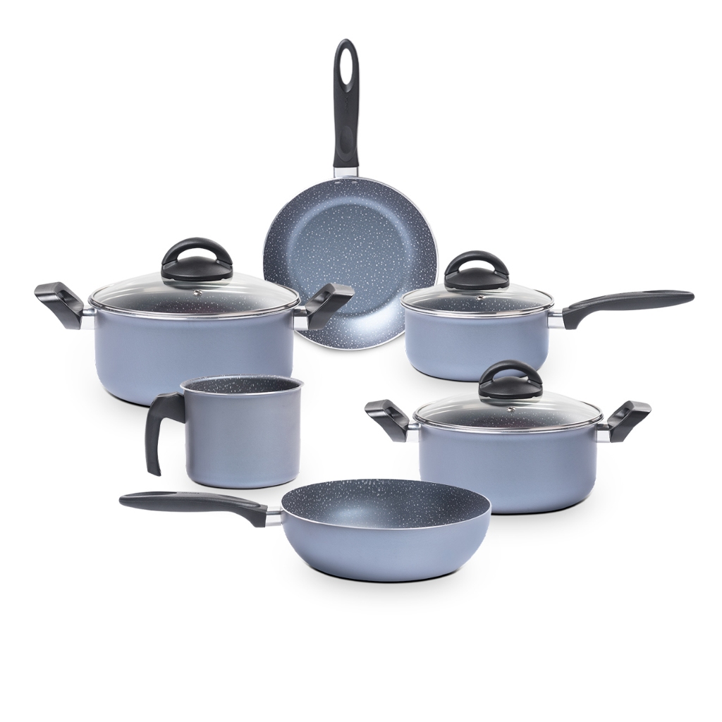 Jogo de Panelas Brinox Antiaderente Ceramic Life 6 Peças Suprema Jeans em Oferta na Shopee