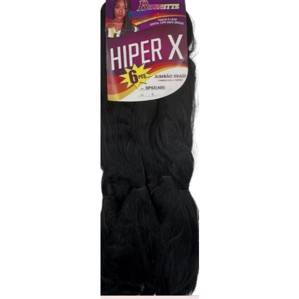 3 Pacotes Cabelo Jumbo Hiper X 400Gr Cm Fibra Sintética  Cor Preto em Oferta na Shopee