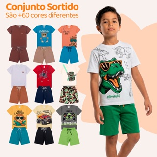 Kit Sortido 8 Peças de Roupas Infantil Menino 4 Camisetas + 4 Bermudas - Kit com 4 Conjuntos de Roupa Infantil Menino em Oferta na Shopee