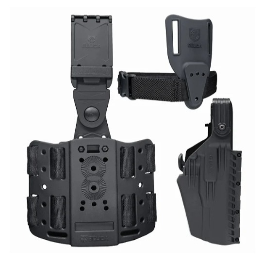 Combo Coldre Hunter Bélica Preto | Plataforma PRO + Adaptador Cintura Mid Ride + Coldre | Tático Glock Taurus Beretta