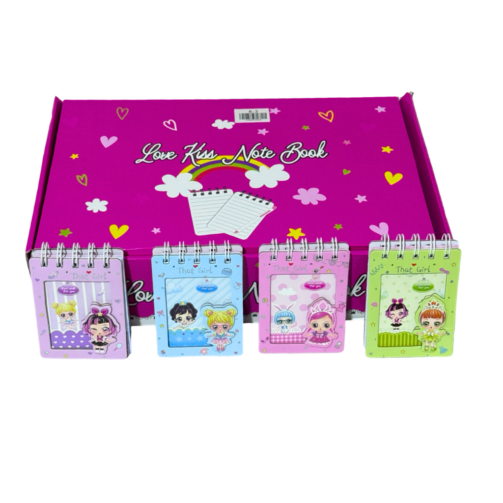 Kit 4 mini bloco de notas 50 folhas 2 cores caderneta espiral