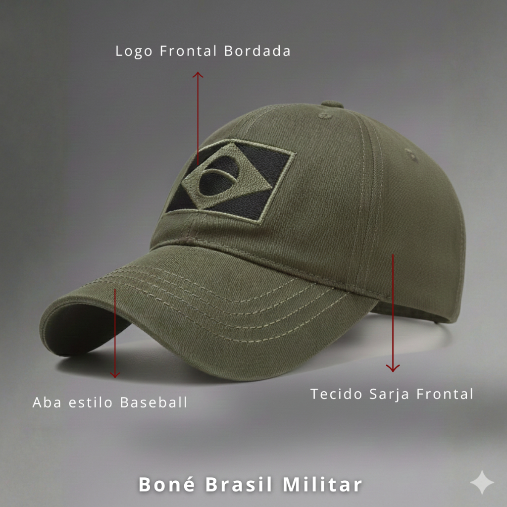 Boné Brasil Unissex Estilo Baseball Militar Tático Aba Redonda Snapback