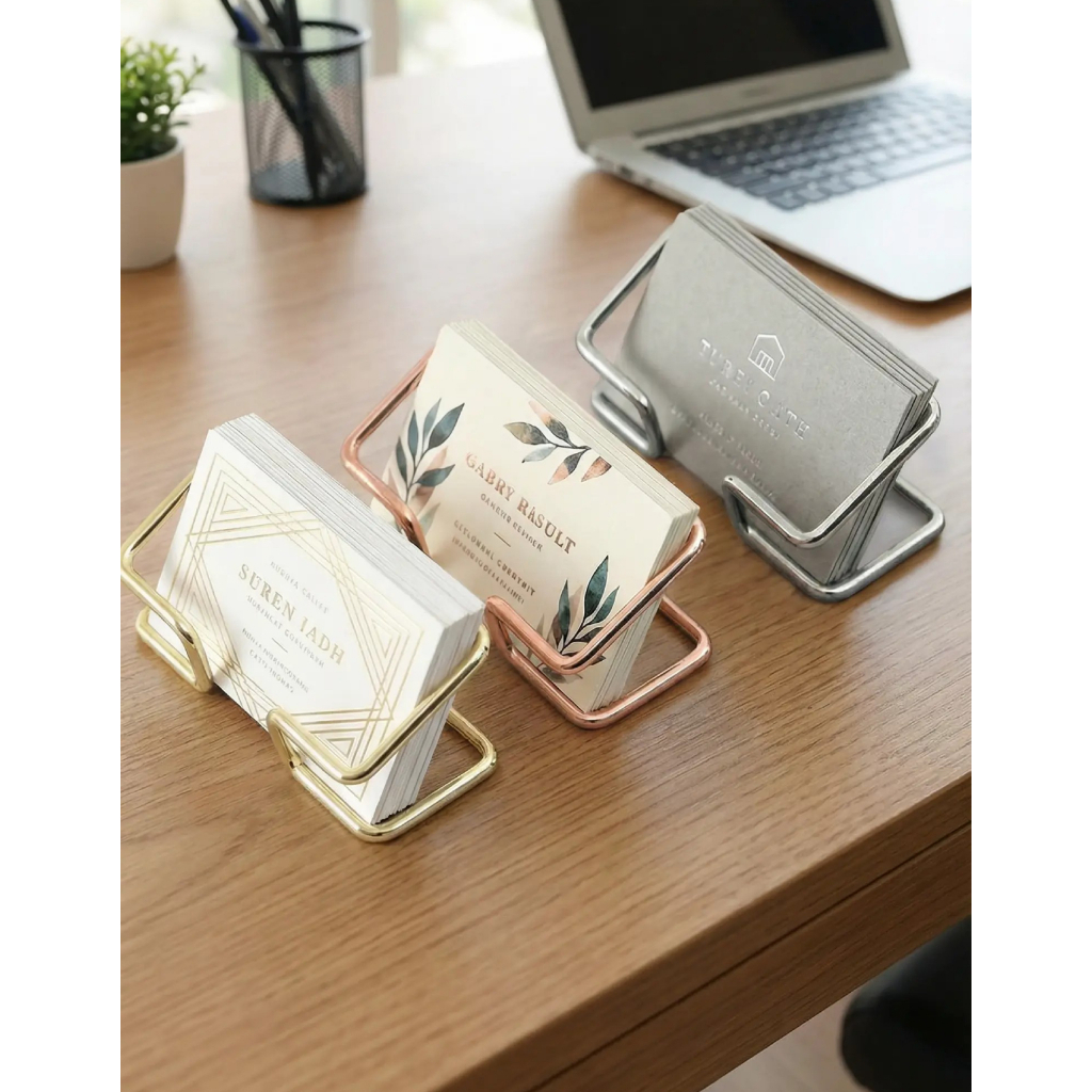 Porta Cartão de Visita Inox Metálico Profissional Luxo 3 Cores Dourado Rose Prata em Oferta na Shopee