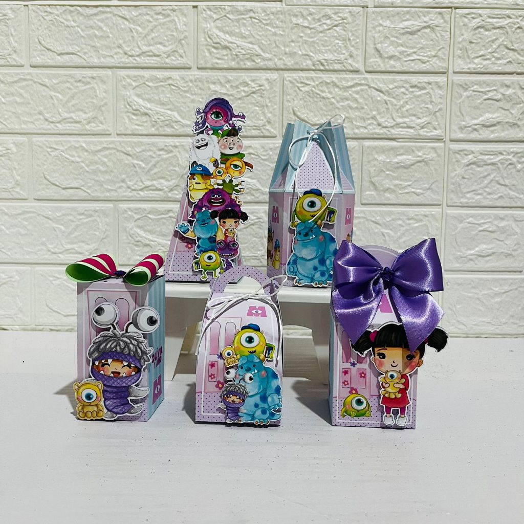 Kit Festa - Lembrancinhas Personalizadas Monstros SA rosa/menina - Caixinha Personalizada - Papelaria Personalizada