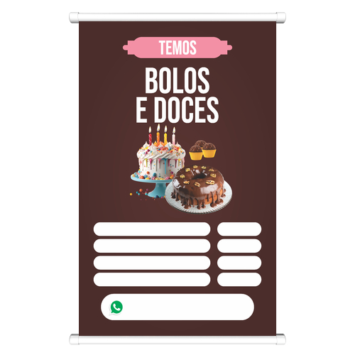 Banner Confeitaria Bolo e Doces Encomendas Lona 440g Muito resistente Impressão Digital Alta Qualidade em Oferta na Shopee