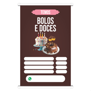 Banner Confeitaria Bolo e Doces Encomendas Lona 440g Muito resistente Impressão Digital Alta Qualidade em Oferta na Shopee