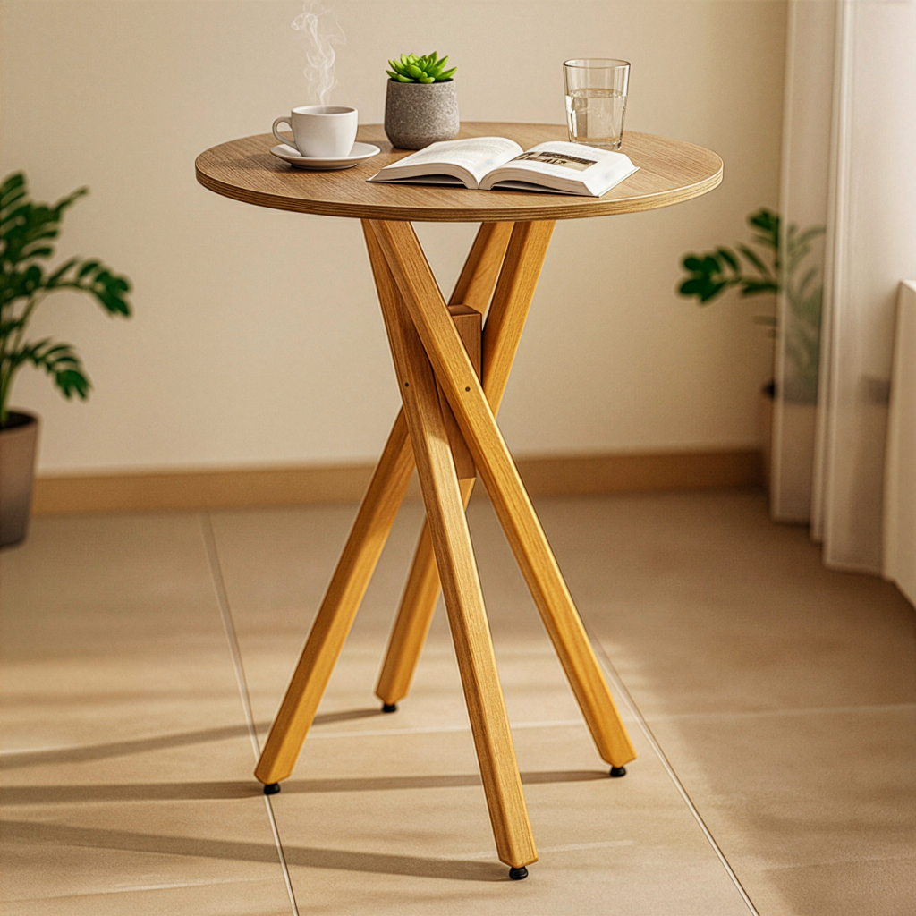 Mesa Cozinha Redonda Liz Pés De Madeira 60cm Sala Bistro Mdf