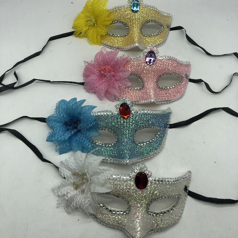 Máscara de Carnaval Veneziana Brilhante Colorida com Flor para FESTAS, BAILES, EVENTOS, FANTASIA