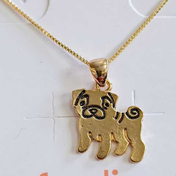 Colar Raça "Pug" | Linha Pet| Banho Ouro 18K e Prateado