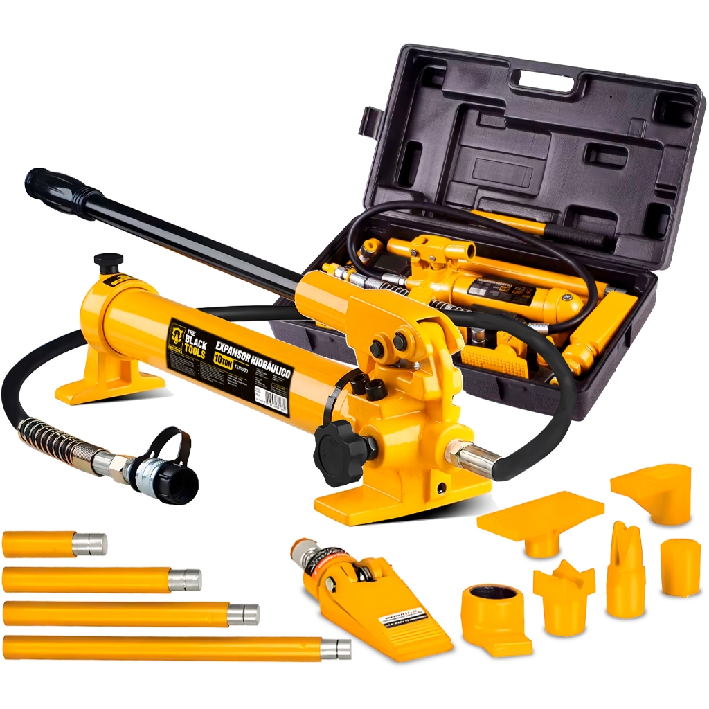 Esticador Hidráulico 10 Toneladas Maleta Com 15 Peças Expansor Potente Teh1000 - The Black Tools em Oferta na Shopee