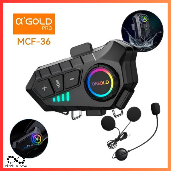 Fone De Ouvido Intercomunicador Bluetooth Sem Fio RGB À Prova D'água Para Capacete IPX6 A'gold