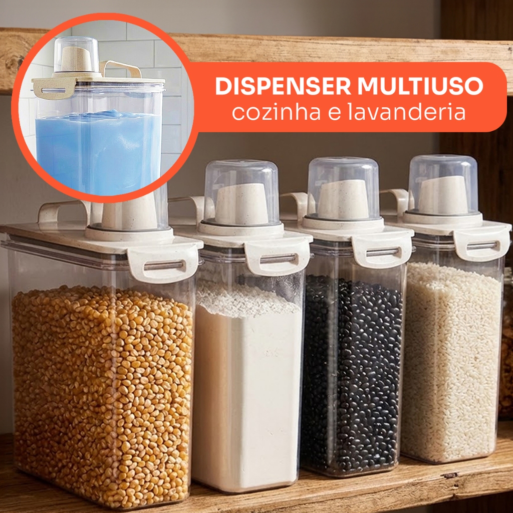 Kit 4 Dispenser Multiuso Pote Hermético Porta Mantimento Sabão Liquido Amaciante