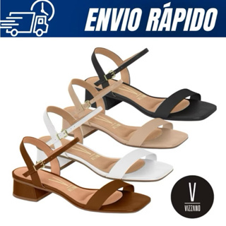 Sandália Vizzano 6454.111 Salto Bloco 6cm Feminina Off White Nude Preta Capuccino em Oferta na Shopee