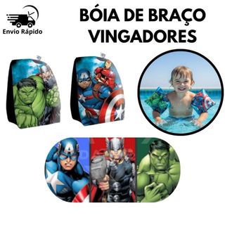 Bóia De Braço Infantil Inflável Par Vingadores Avangers Até 20 KG Para Piscina Marvel
