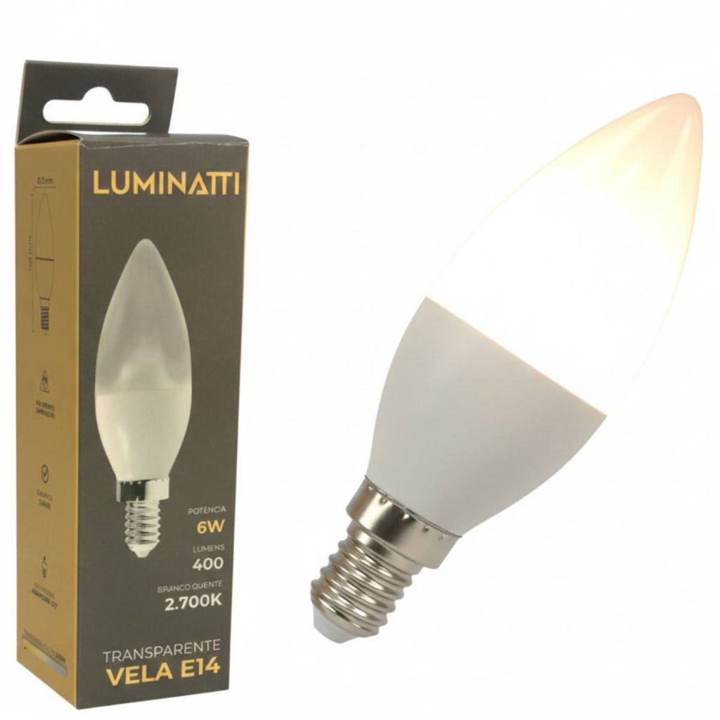 Lâmpada Vela LED Cristal 6W Bivolt E14/E27 – Para Lustres e Abajur Luz Quente/Neutra/Fria Forte e Econômica em Oferta na Shopee