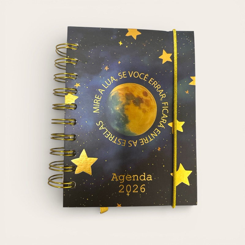 Agenda 2026 Diária Wire-O – Com horários Capa Preta Escola Escritório Eventos| Básica dia dia