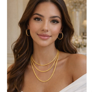 Corrente Feminina Cordão Trançado Cordão Baiano  40 , 45 ou 50 Cm Banhado a Ouro 18k + Garantia em Oferta na Shopee