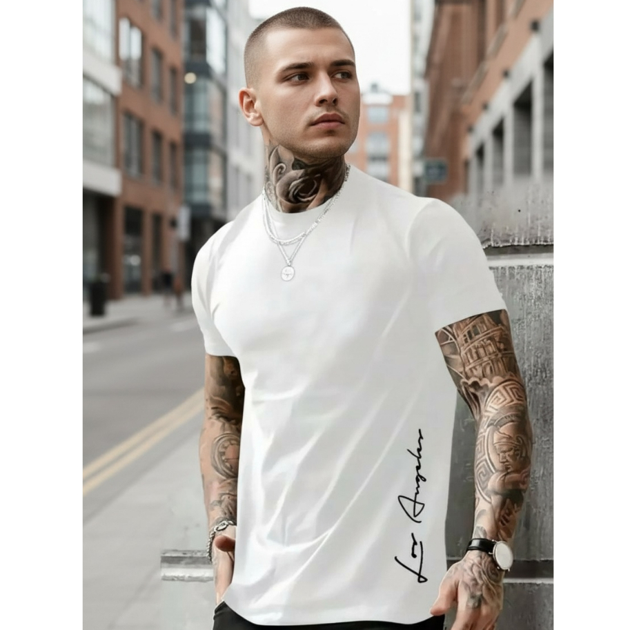 Camiseta Masculina Camisa Estampada Los Angeles City 100% Algodão Premium Malha 30.1 em Oferta na Shopee