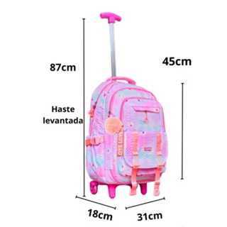 Mochila de Rodinha Feminina Juvenil com tipo porta que abre 180 graus Confortável liso em Oferta na Shopee