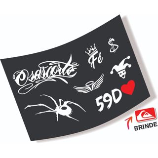Kit 07 Adesivos, 59D, ARANHA , CIFRÃO, ANJO Moto, OSASCORTE, FÉ + QUIK em Oferta na Shopee