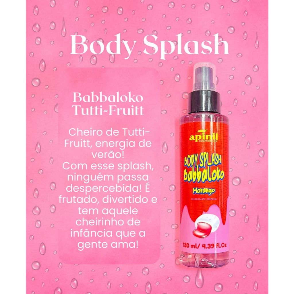 Body Splash  5 Fragrâncias Sweet Love Sweet Flower Morango Tutti Frutti Melinda 130ml Apinil Virginia