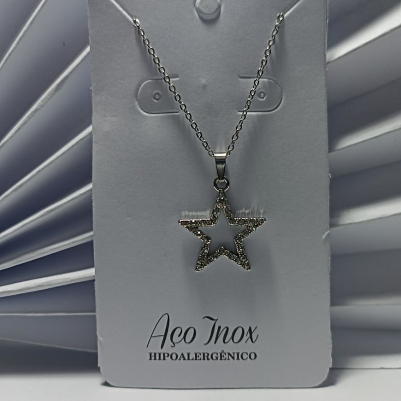 Colar Estrela com strass em Aço Inoxidável em Oferta na Shopee