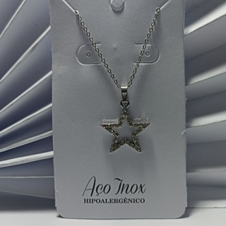 Colar Estrela com strass em Aço Inoxidável em Oferta na Shopee