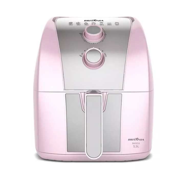 Air Fryer Rosa Britânia 5,5L Sem Óleo 1500W BAFE53 220v