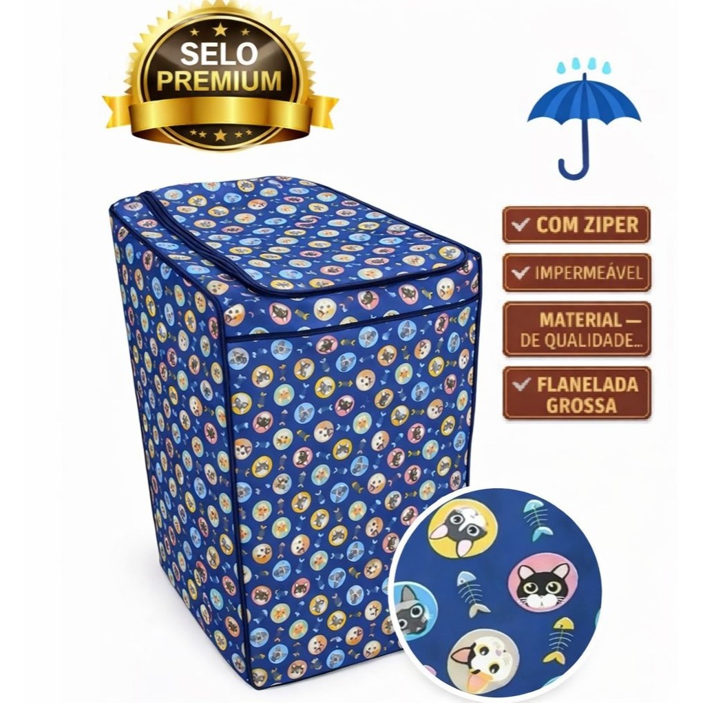 Capa para máquina impermeável tecido grosso forrado de 12kg 13kg 14kg 15kg Brastemp/eletrolux/consul em Oferta na Shopee