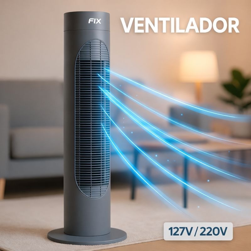 Ventilador Coluna Torre Silencioso 127v/220v 3 Velocidades Cinza-escuro — R$ 211,98 em Shopee, 60% OFF