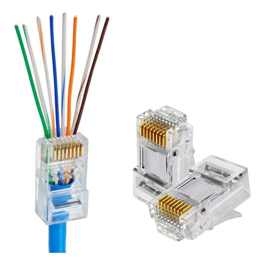 Conector RJ45 CAT6  Banhados a Ouro Rede Internet   - Cabo de Rede