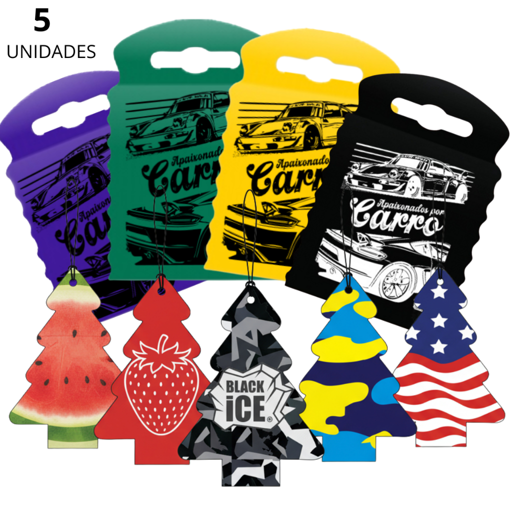 Kit 5 Lixeirinhas Para Carro + 5 Aromatizantes Pinheiros Para Lava Rapido
