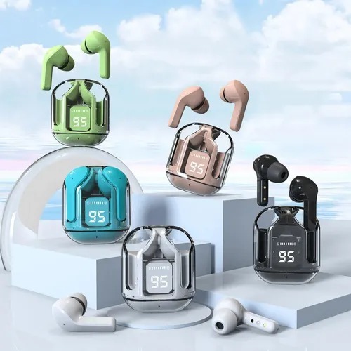 Fone De Ouvido Bluetooth Sem Fio TWS 5.3 Ultrapods Max Transparente LED Display Com Microfone