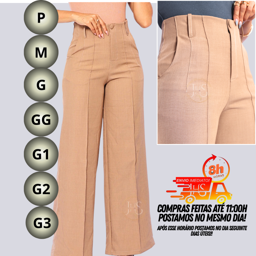 Calça Pantalona Alfaiataria Feminino Cintura AltaTecido-LuisTwill Sensoriale em Oferta na Shopee